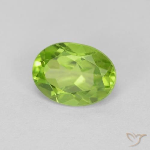 1.44 ct Green Peridot Stone, Natural Peridot in Oval Facet Shape for Sale