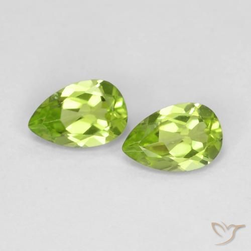 0.85 ctw Green Peridot Stones, Natural Peridot in Pear Facet Shape for Sale