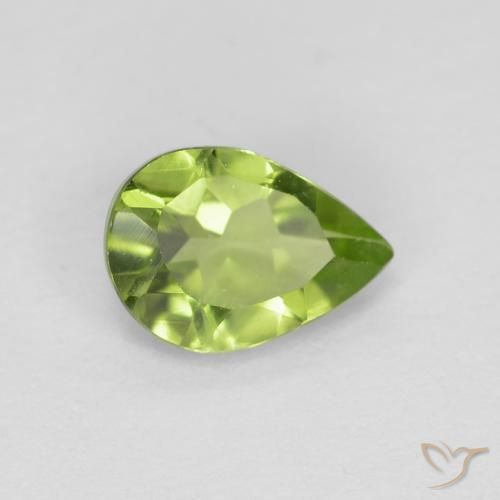 0.72 ct Green Peridot Stone, Natural Peridot in Pear Facet Shape for Sale