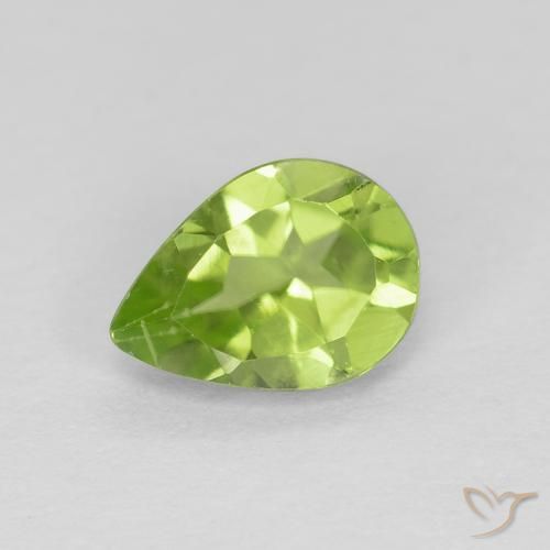 0.74ct Natural Light Lively Green Peridot, Pear Shape, VVS