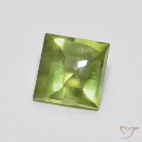 0.78 ct Green Peridot Stone, Natural Peridot in Square Buff-Top Shape for Sale