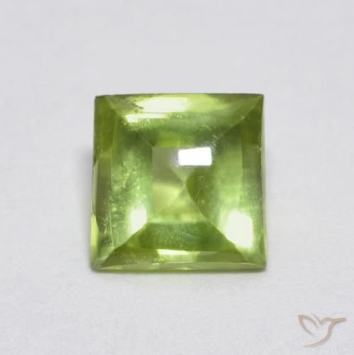 0.75 ct Green Peridot Stone, Natural Peridot in Square Buff-Top Shape for Sale