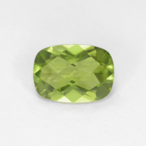 7 x 5,1mm kissenschliff grüner Peridot aus China, Gewicht von 0,98 ct, natürlicher Edelstein in VVS Reinheit, 1 Stück kissenschliff Peridot - Farbe: Lebendiges grün, Mohs-Härte von 6,5 - 7 Geeignet für den täglichen Gebrauch im Schmuck, Photo A
