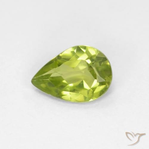 0.66ct Natural Lively Green Peridot, Pear Shape, VS