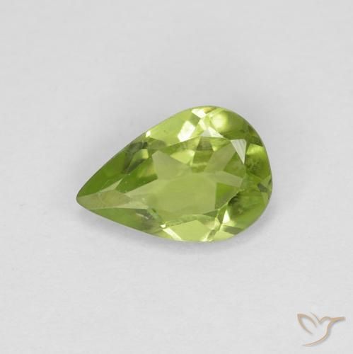 0.65ct Natural Yellowish Green Peridot, Pear Shape, VVS