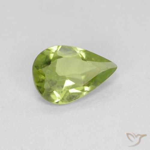 0.65 ct Green Peridot Stone, Natural Peridot in Pear Facet Shape for Sale