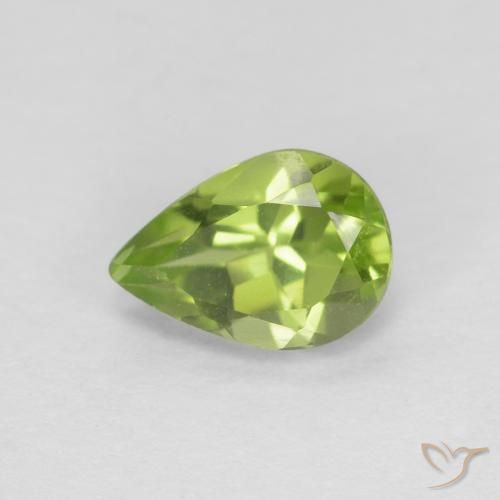 0.84 ct Green Peridot Stone, Natural Peridot in Pear Facet Shape for Sale