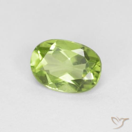 0.86 ct Green Peridot Stone, Natural Peridot in Oval Facet Shape for Sale