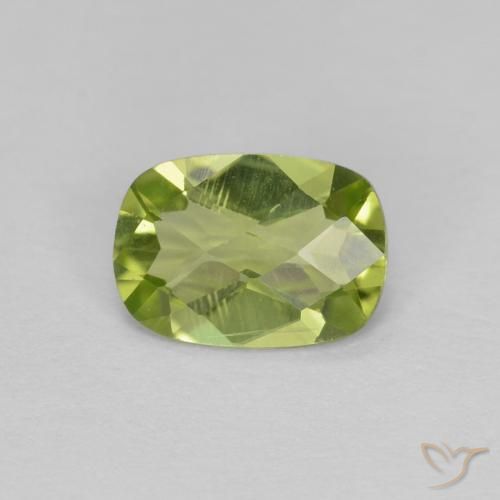 0.78ct Natural Medium Green Peridot, Cushion, VVS-VS