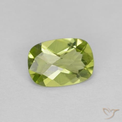 0.78 ct Green Peridot Stone, Natural Peridot in Cushion Checkerboard Shape for Sale