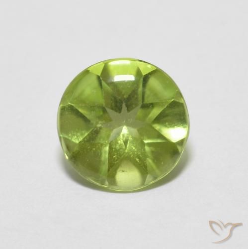0,88 ct runder Peridot aus China, Größe: 6,1mm, Reinheit: Transparent, Garantiert echter Edelstein, 1 Stück Peridot in Mittelgrün Farbe, Mohs-Härte von 6,5 - 7 Geeignet für den täglichen Gebrauch im Schmuck, Photo A