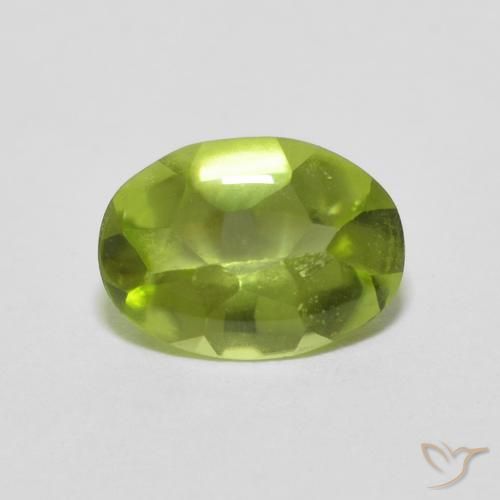 0.78 ct Green Peridot Stone, Natural Peridot in Oval Buff-Top Shape for Sale