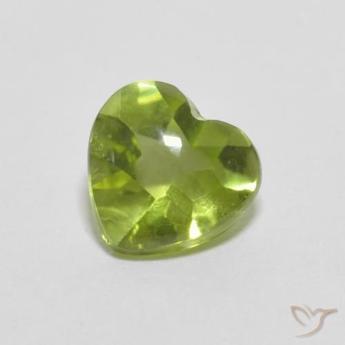 0.84ct Natural Lively Green Peridot, Heart, Transparent