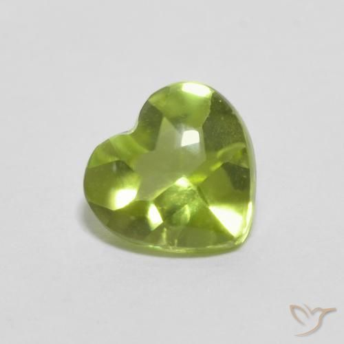 0.84 ct Green Peridot Stone, Natural Peridot in Heart Buff-Top Shape for Sale