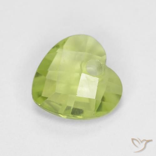 0.75ct Natural Medium Green Peridot, Heart, VS