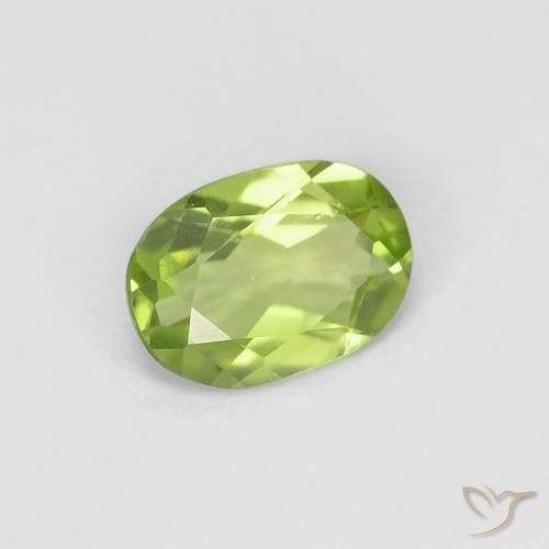 0.83 ct Green Peridot Stone, Natural Peridot in Oval Facet Shape for Sale