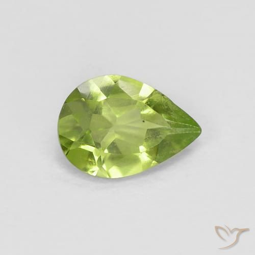 Peridoto Verde Corte en forma de pera de 0.67 ct de China, dimensión 7 x 5mm, piedra preciosa natural No tratado, claridad vvs-vs, Peridoto de 1 pieza en color Verde medio, dureza Mohs de 6.5 - 7 Adecuado para joyas de uso diario, Photo A