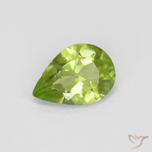 0.67 ct Green Peridot Stone, Natural Peridot in Pear Facet Shape for Sale