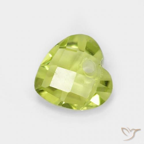 0,74 ct herzschliff grüner Peridot aus China, Größe 6 x 6mm, natürlicher Edelstein, VS Reinheit, 1 Stück herzschliff Peridot, Mohs-Härte von 6,5 - 7 Geeignet für den täglichen Gebrauch im Schmuck , Photo A
