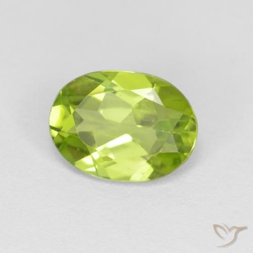 1.33 ct Green Peridot Stone, Natural Peridot in Oval Facet Shape for Sale