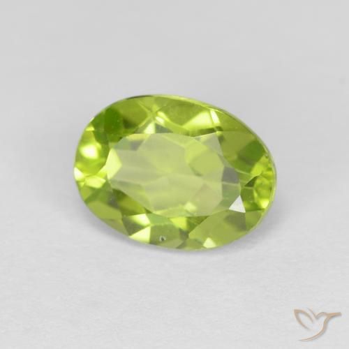1.29 ct Green Peridot Stone, Natural Peridot in Oval Facet Shape for Sale
