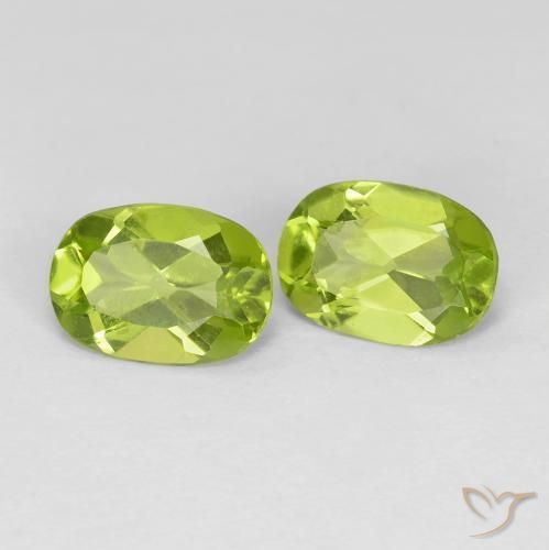 1.52 ctw Green Peridot Stones, Natural Peridot in Oval Facet Shape for Sale