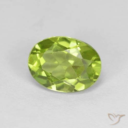1.41 ct Green Peridot Stone, Natural Peridot in Oval Facet Shape for Sale