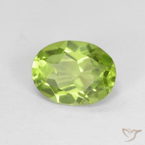 1.48 ct Green Peridot Stone, Natural Peridot in Oval Facet Shape for Sale