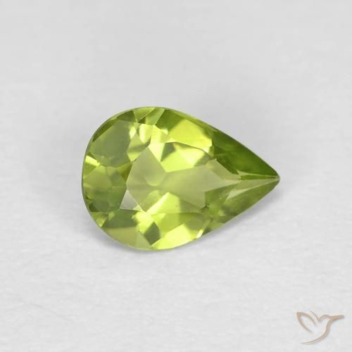 0.61ct Natural Lively Green Peridot, Pear Shape, VVS-VS