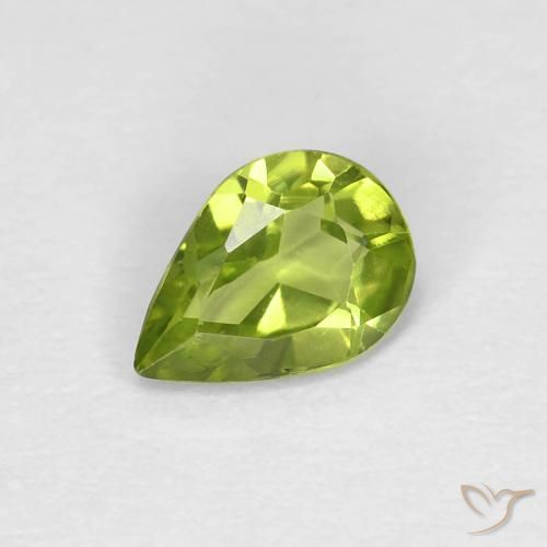 0.61 ct Green Peridot Stone, Natural Peridot in Pear Facet Shape for Sale