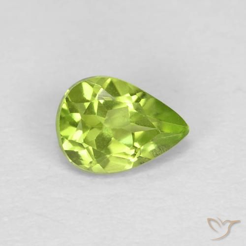 0.68 ct Green Peridot Stone, Natural Peridot in Pear Facet Shape for Sale