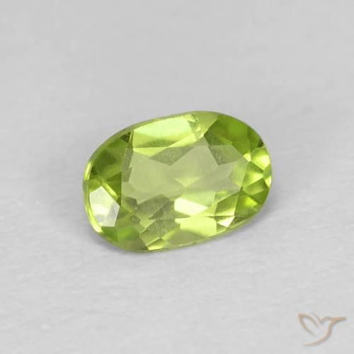 0.59 ct Green Peridot Stone, Natural Peridot in Oval Facet Shape for Sale