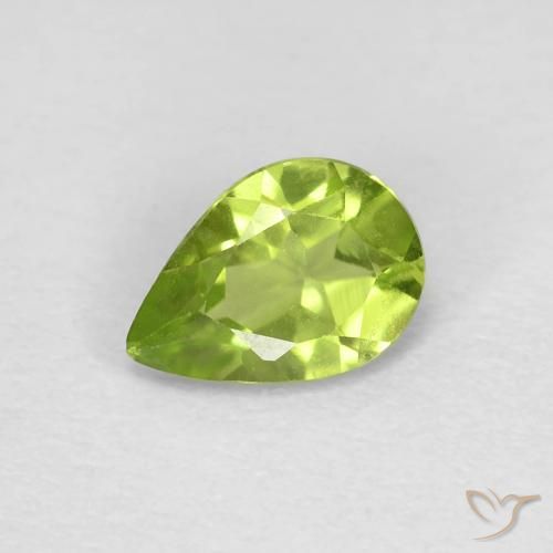 0.73ct Natural Lively Green Peridot, Pear Shape, VS