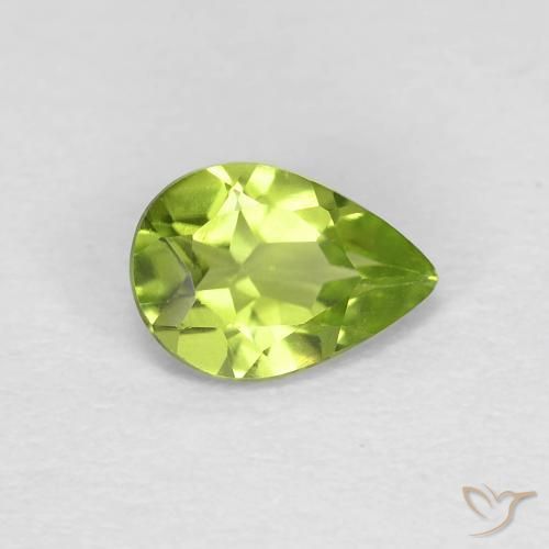 0.73 ct Green Peridot Stone, Natural Peridot in Pear Facet Shape for Sale