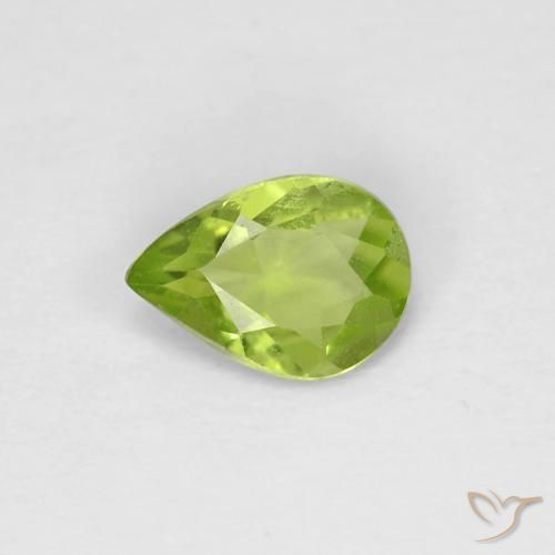 0.52ct Natural Medium Green Peridot, Pear Shape, VS