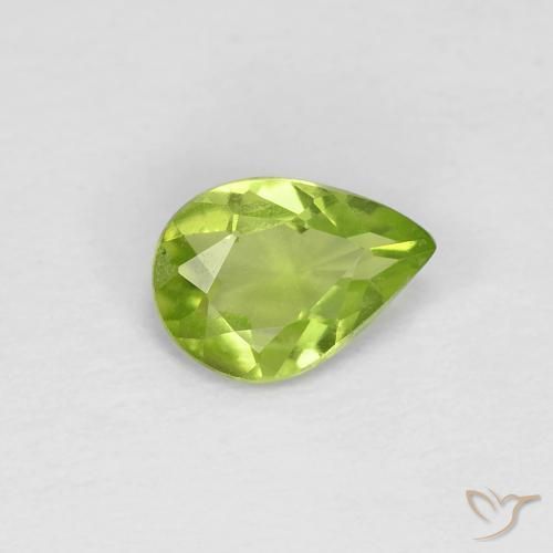 0.52 ct Green Peridot Stone, Natural Peridot in Pear Facet Shape for Sale