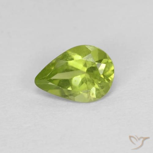 0.64ct Natural Yellowish Green Peridot, Pear Shape, VVS-VS