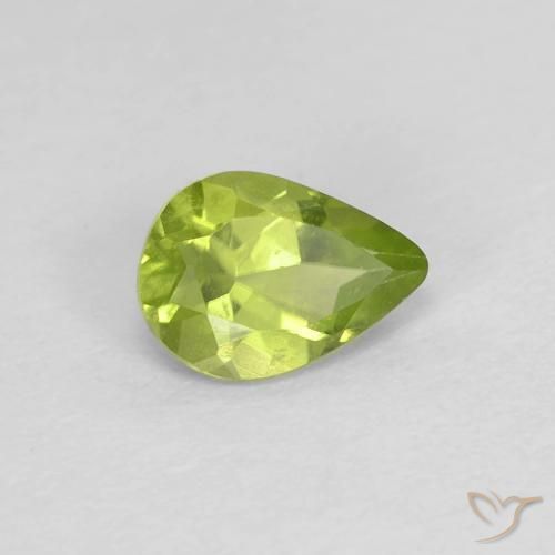 0.64 ct Green Peridot Stone, Natural Peridot in Pear Facet Shape for Sale