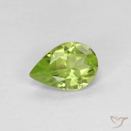 0.67ct Natural Lively Yellowish Green Peridot, Pear Shape, VVS-VS