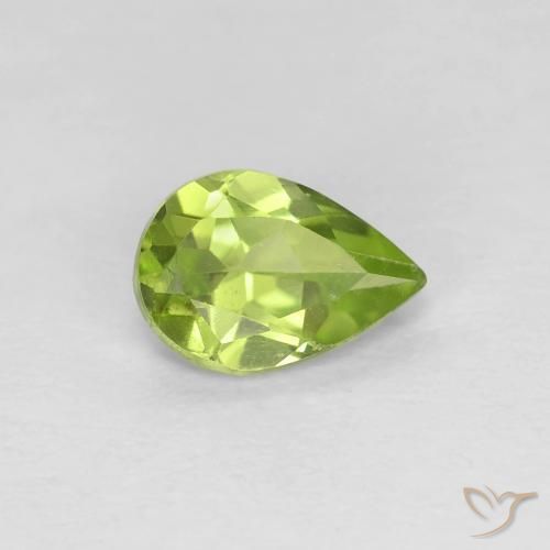 0.67 ct Green Peridot Stone, Natural Peridot in Pear Facet Shape for Sale