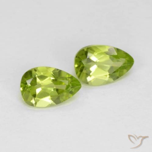 0.91 ctw Green Peridot Stones, Natural Peridot in Pear Facet Shape for Sale