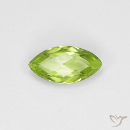 0.63ct Natural Bright Green Peridot, Marquise, VS