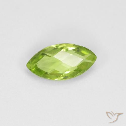 0.63 ct Green Peridot Stone, Natural Peridot in Marquise Checkerboard (double sided) Shape for Sale