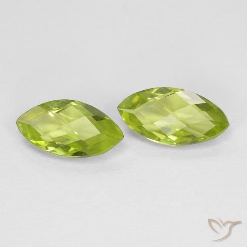1.24 ctw Green Peridot Stones, Natural Peridot in Marquise Checkerboard (double sided) Shape for Sale