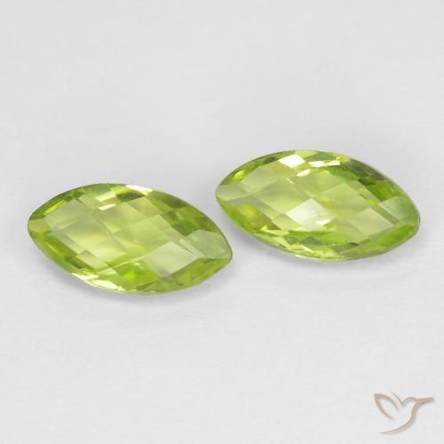 1.26 ct Marquise Checkerboard Peridot, 7.7 x 4 mm From China, Photo A