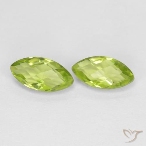 1.33 ctw Green Peridot Stones, Natural Peridot in Marquise Checkerboard (double sided) Shape for Sale