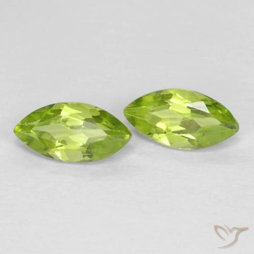 1.25 ctw Green Peridot Stones, Natural Peridot in Marquise Facet Shape for Sale