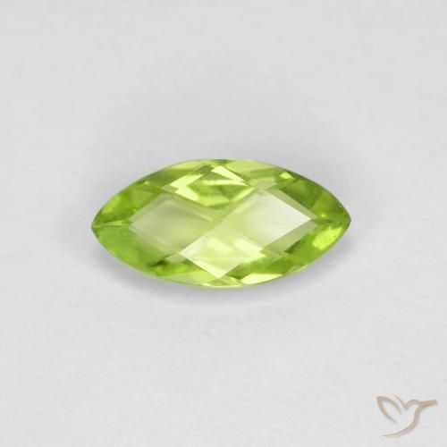 0.66ct Natural Medium Green Peridot, Marquise, VVS-VS