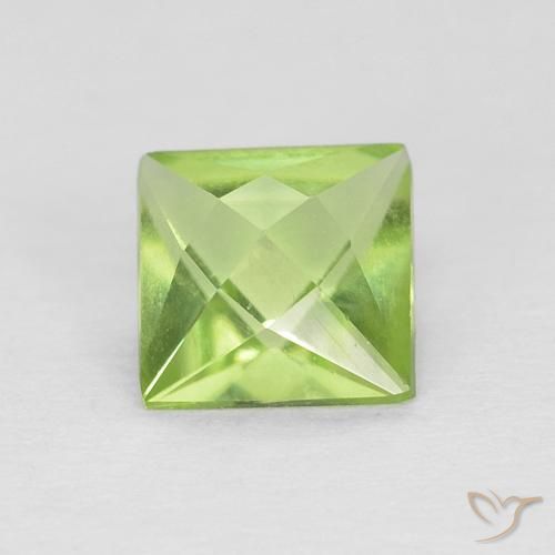 0.72ct Natural Medium Green Peridot, Square, VS