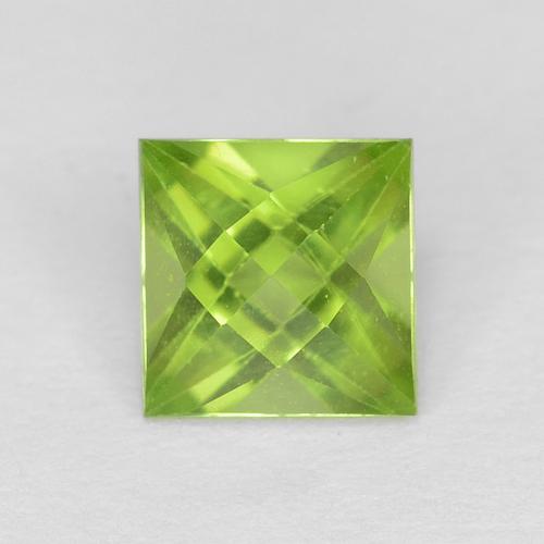 Peridoto Verde claro Cuadrada de 0.89 ct de China, dimensión 5,2 x 5,1mm, piedra preciosa natural No tratado, claridad VS, Peridoto Tablero de Ajedrez Cuadrado de 1 pieza, dureza de Mohs de 6.5 - 7 Adecuado para joyas de uso diario , Photo A
